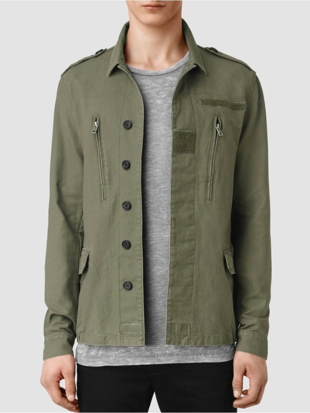 AllSaints Khalid Olive Green Military Utility Jacket